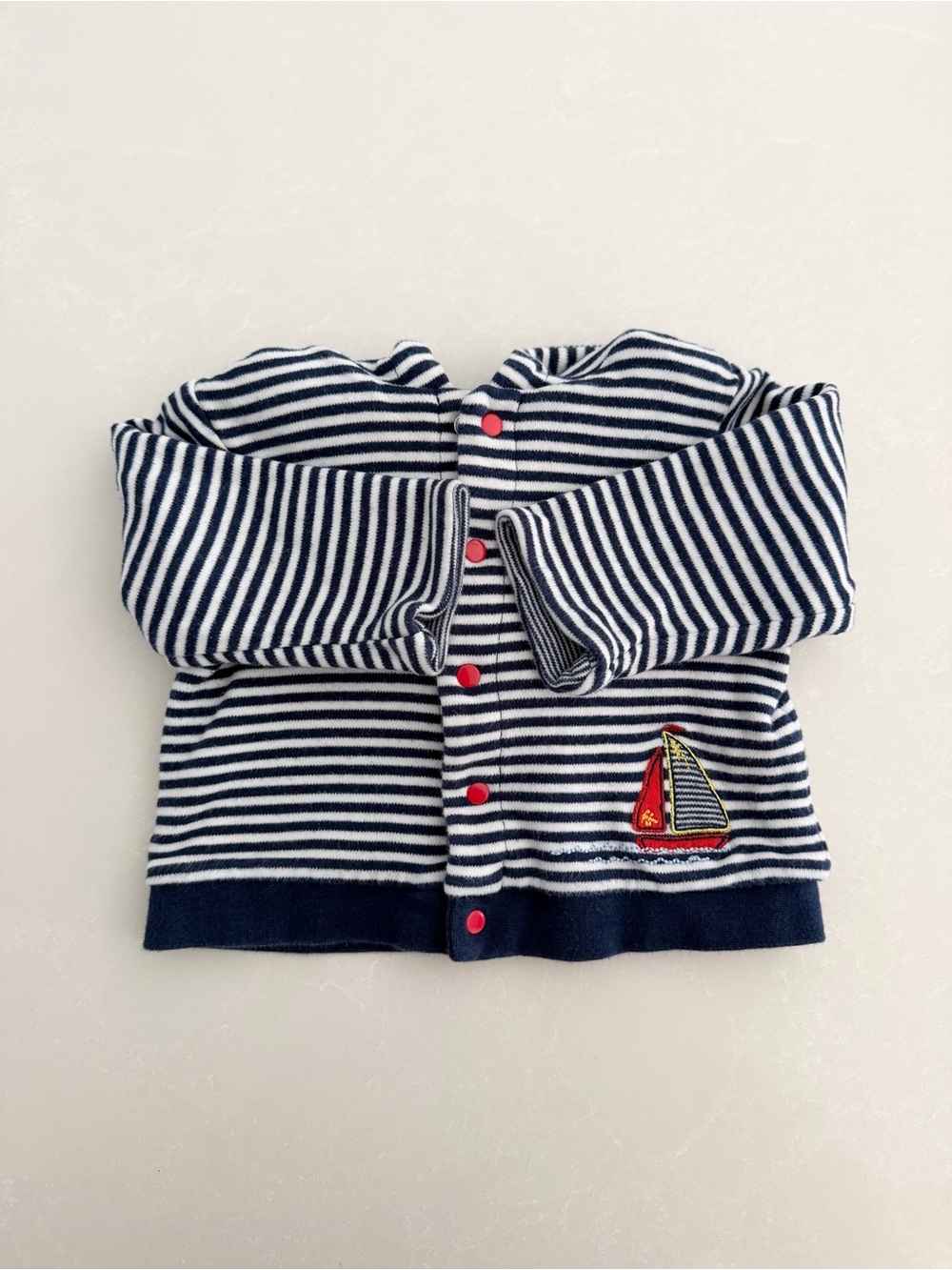 Little Me Baby Nautical Striped Hooded Cardigan/Jacket • Size 6M